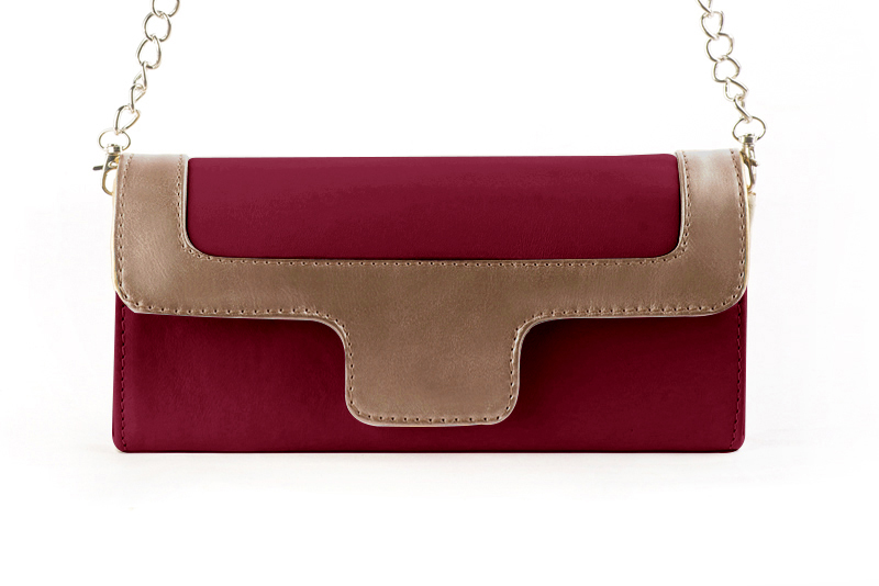 Women's burgundy red and copper luxurious elegant clutch for ceremonies, weddings and evenings out. - Profile view